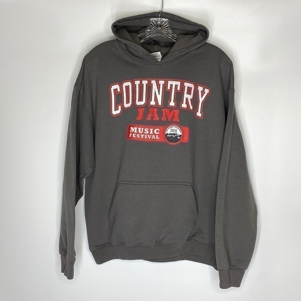 Gildan Country Jam USA Grey Hooded Sweatshirt Size Large 2016
